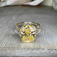 14K Solid Gold Radiant Canary Yellow Topaz Gemstone Ring - JBR Jeweler