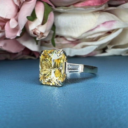 14K Solid Gold Radiant Canary Yellow Topaz Gemstone Ring - JBR Jeweler