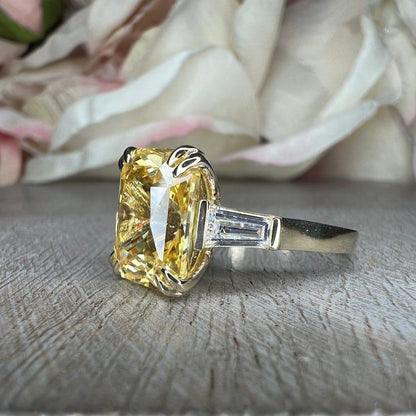 14K Solid Gold Radiant Canary Yellow Topaz Gemstone Ring - JBR Jeweler