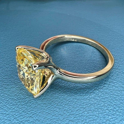 14K Solid Gold Radiant Cut Yellow Topaz Gemstone November Birthstone Ring - JBR Jeweler