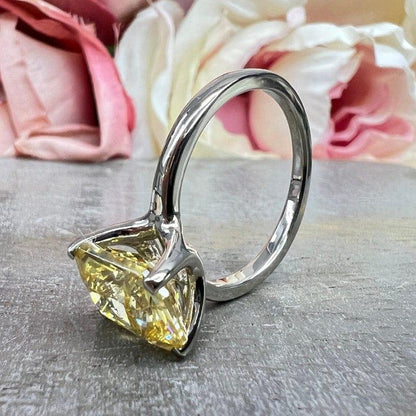 14K Solid Gold Radiant Cut Yellow Topaz Gemstone November Birthstone Ring - JBR Jeweler