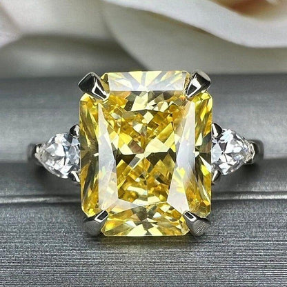 14K Solid Gold Radiant Cut Yellow Topaz Gemstone Ring - JBR Jeweler