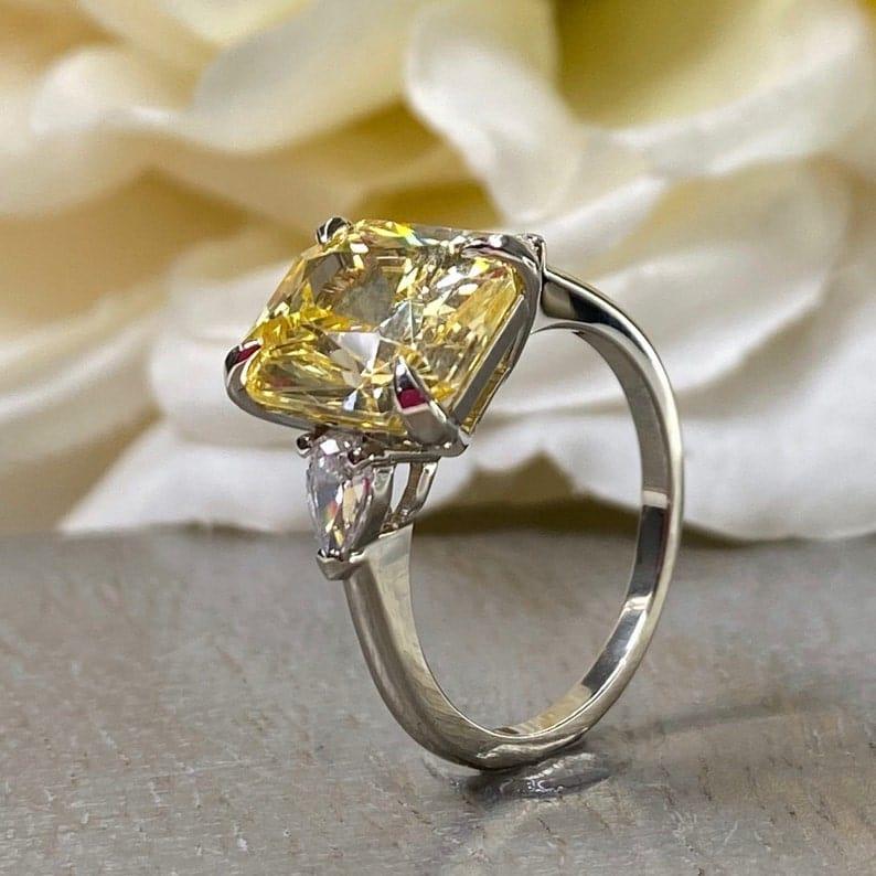 14K Solid Gold Radiant Cut Yellow Topaz Gemstone Ring - JBR Jeweler