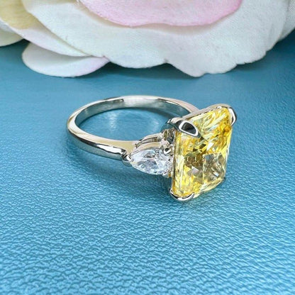 14K Solid Gold Radiant Cut Yellow Topaz Gemstone Ring - JBR Jeweler