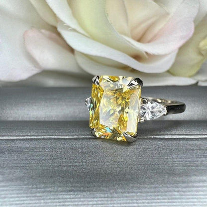 14K Solid Gold Radiant Cut Yellow Topaz Gemstone Ring - JBR Jeweler