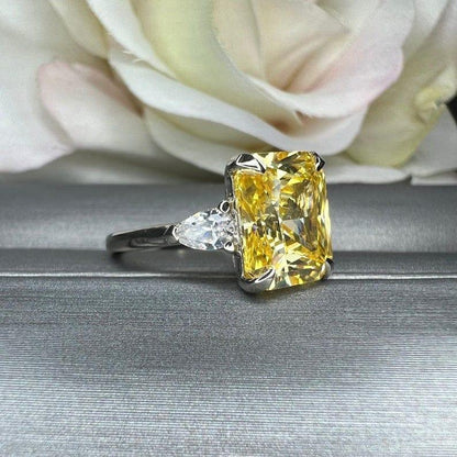 14K Solid Gold Radiant Cut Yellow Topaz Gemstone Ring - JBR Jeweler