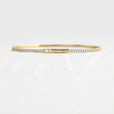 14k Solid Gold Round Shaped Lab Grown Tennis Wisp Bracelet - JBR Jeweler