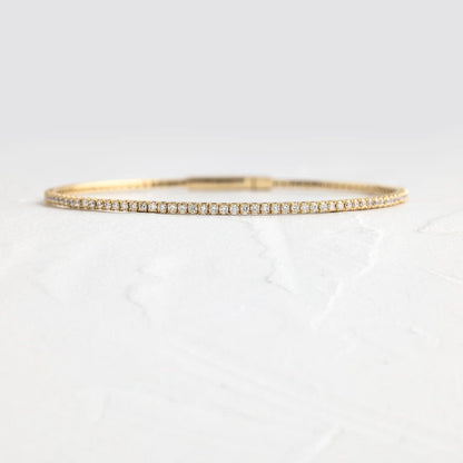 14k Solid Gold Round Shaped Lab Grown Tennis Wisp Bracelet - JBR Jeweler