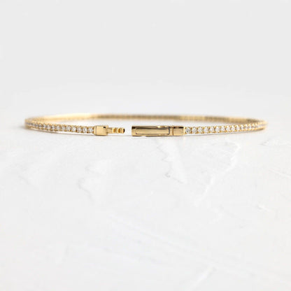 14k Solid Gold Round Shaped Lab Grown Tennis Wisp Bracelet - JBR Jeweler