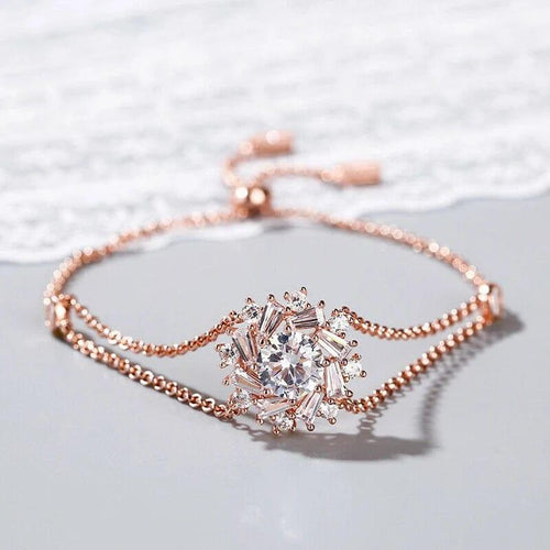 14k Solid Gold Solitaire Halo Bolo Bracelet - JBR Jeweler