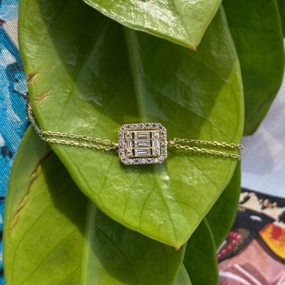 14k Solid Gold Square Lab Grown Diamonds Bracelet - JBR Jeweler