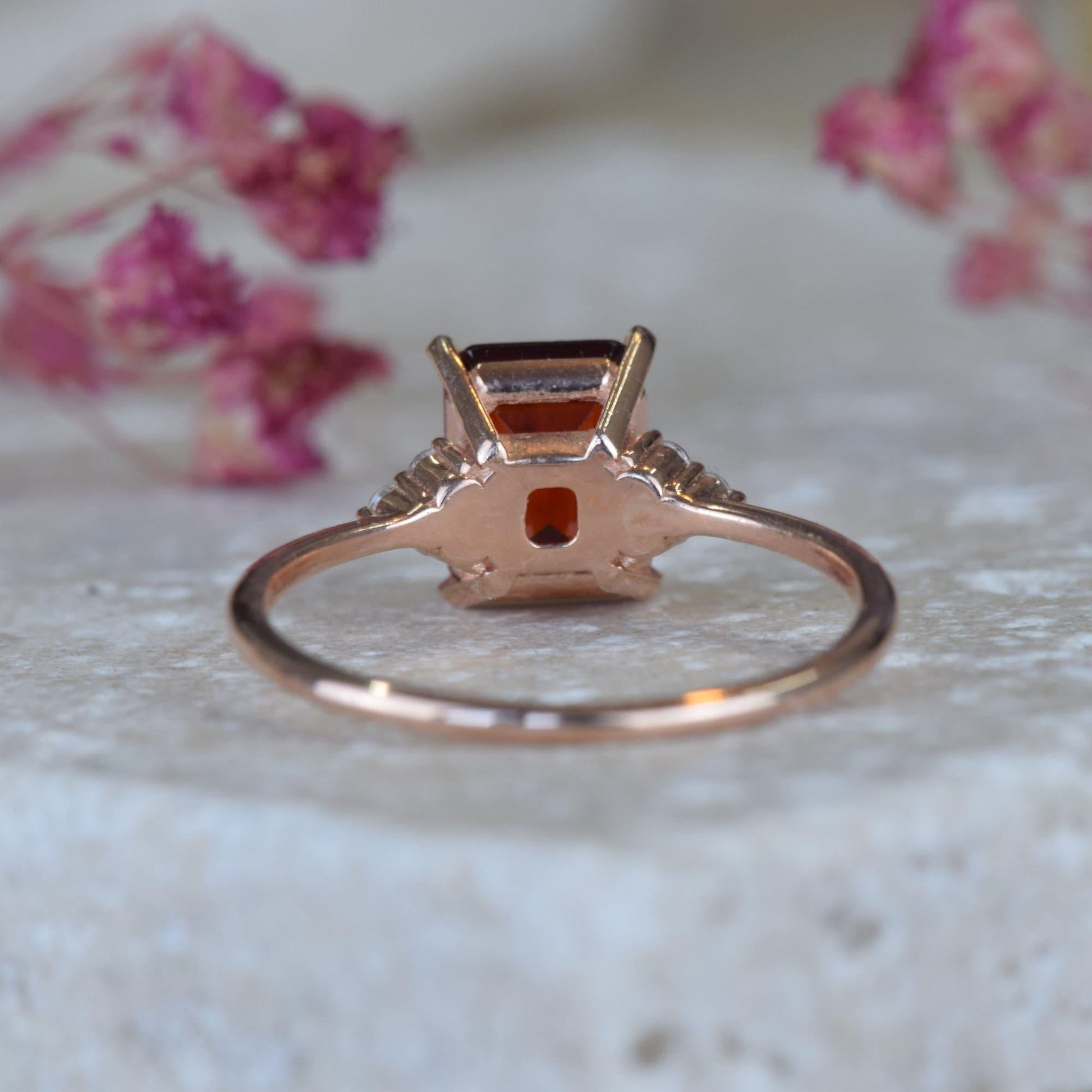 14K Solid Rose Gold Garnet Gemstone Engagement Dainty Ring Mothers Day For Gift - JBR Jeweler