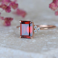 14K Solid Rose Gold Garnet Gemstone Engagement Dainty Ring Mothers Day For Gift - JBR Jeweler