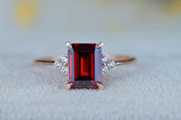 14K Solid Rose Gold Garnet Gemstone Engagement Dainty Ring Mothers Day For Gift - JBR Jeweler