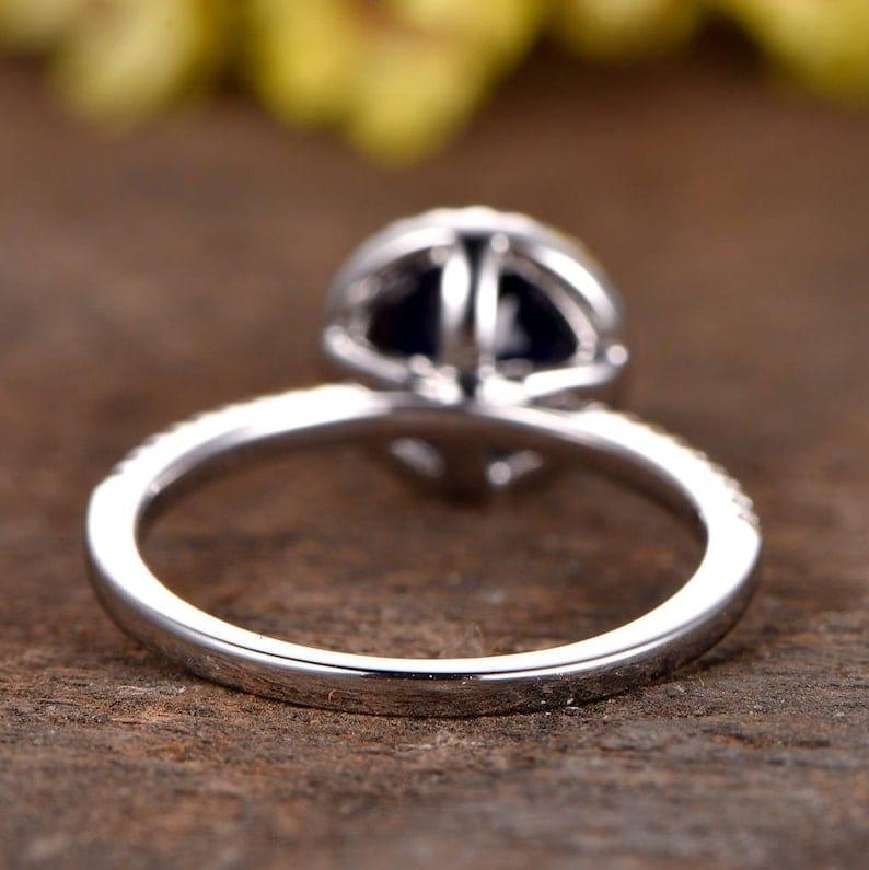 14K White Gold Blue Sapphire Engagement diamond Wedding Ring - JBR Jeweler