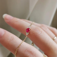 14k Yellow Gold Oval Ruby Dainty Bracelet - JBR Jeweler