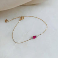 14k Yellow Gold Oval Ruby Dainty Bracelet - JBR Jeweler