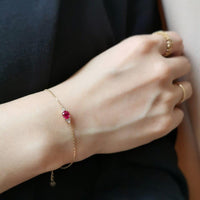 14k Yellow Gold Oval Ruby Dainty Bracelet - JBR Jeweler