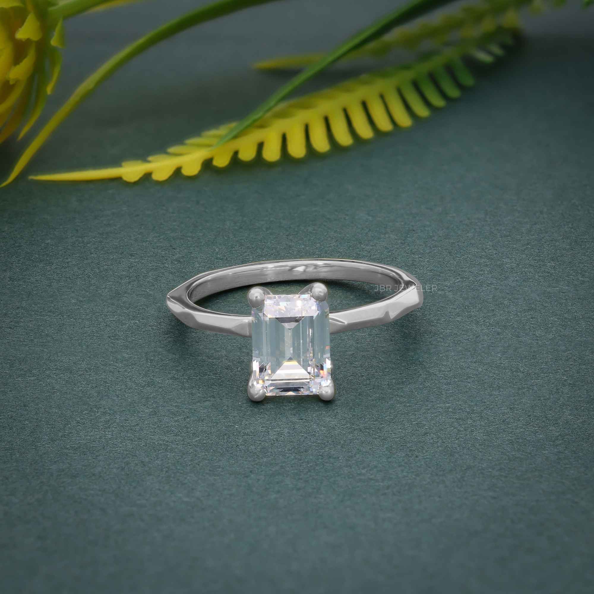 Squared edges Emerald Lab Grown Diamond Engagement Ring - JBR Jeweler