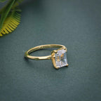 Squared edges Emerald Moissanite Diamond Solitaire Ring - JBR Jeweler