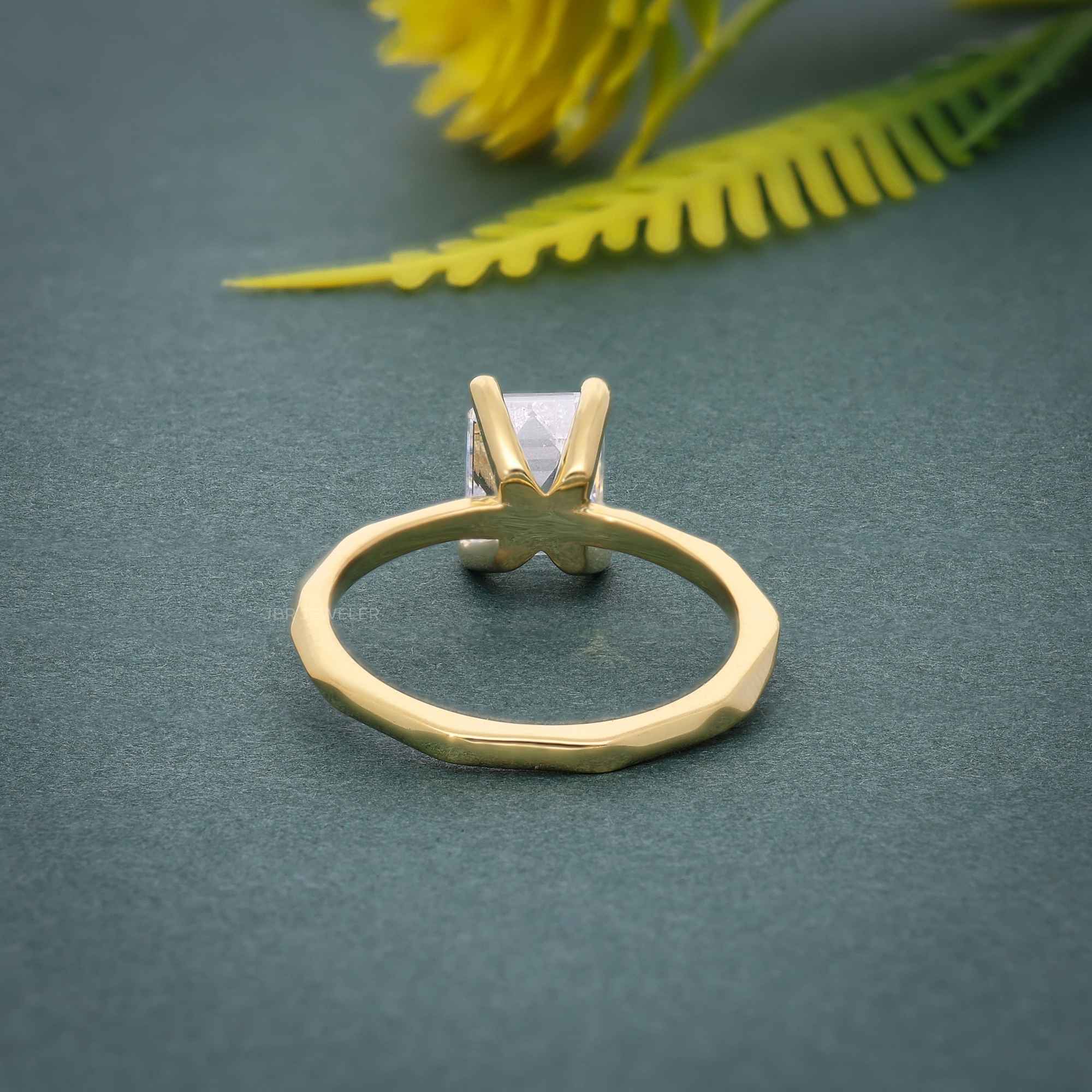 Squared edges Emerald Lab Grown Diamond Engagement Ring - JBR Jeweler