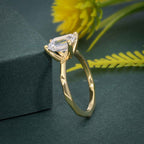 Squared edges Emerald Moissanite Diamond Solitaire Ring - JBR Jeweler