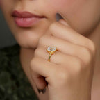 Squared edges Emerald Moissanite Diamond Solitaire Ring - JBR Jeweler