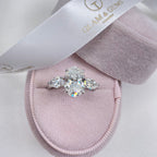 14k Gold 3 CT Oval Cut Three Stone Set Engagement Ring Pear Side Diamond Promise Ring - JBR Jeweler