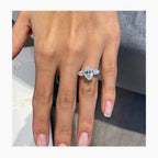 14k Gold 3 CT Oval Cut Three Stone Set Engagement Ring Pear Side Diamond Promise Ring - JBR Jeweler