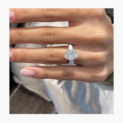 Bague de fiançailles avec accent marquise et diamant cultivé en laboratoire Asscher de 1,00 ct