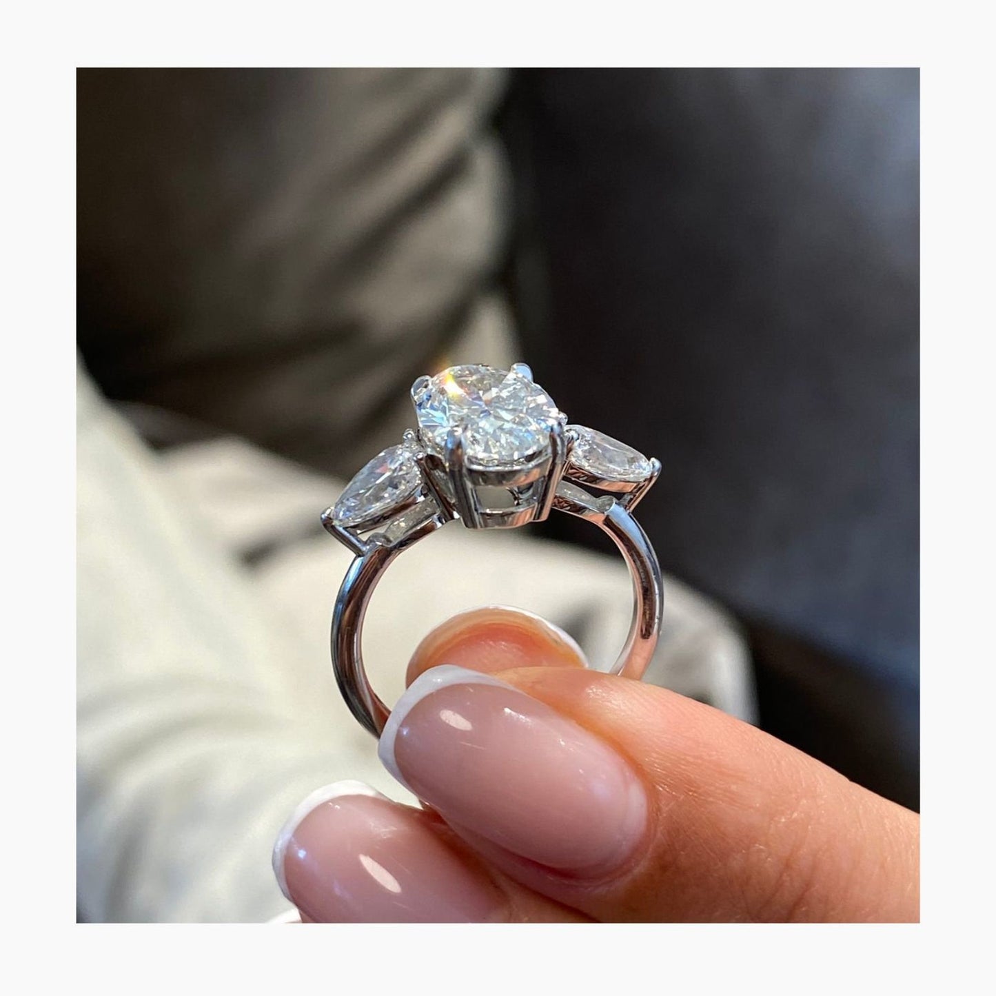 Bague de fiançailles avec accent marquise et diamant cultivé en laboratoire Asscher de 1,00 ct