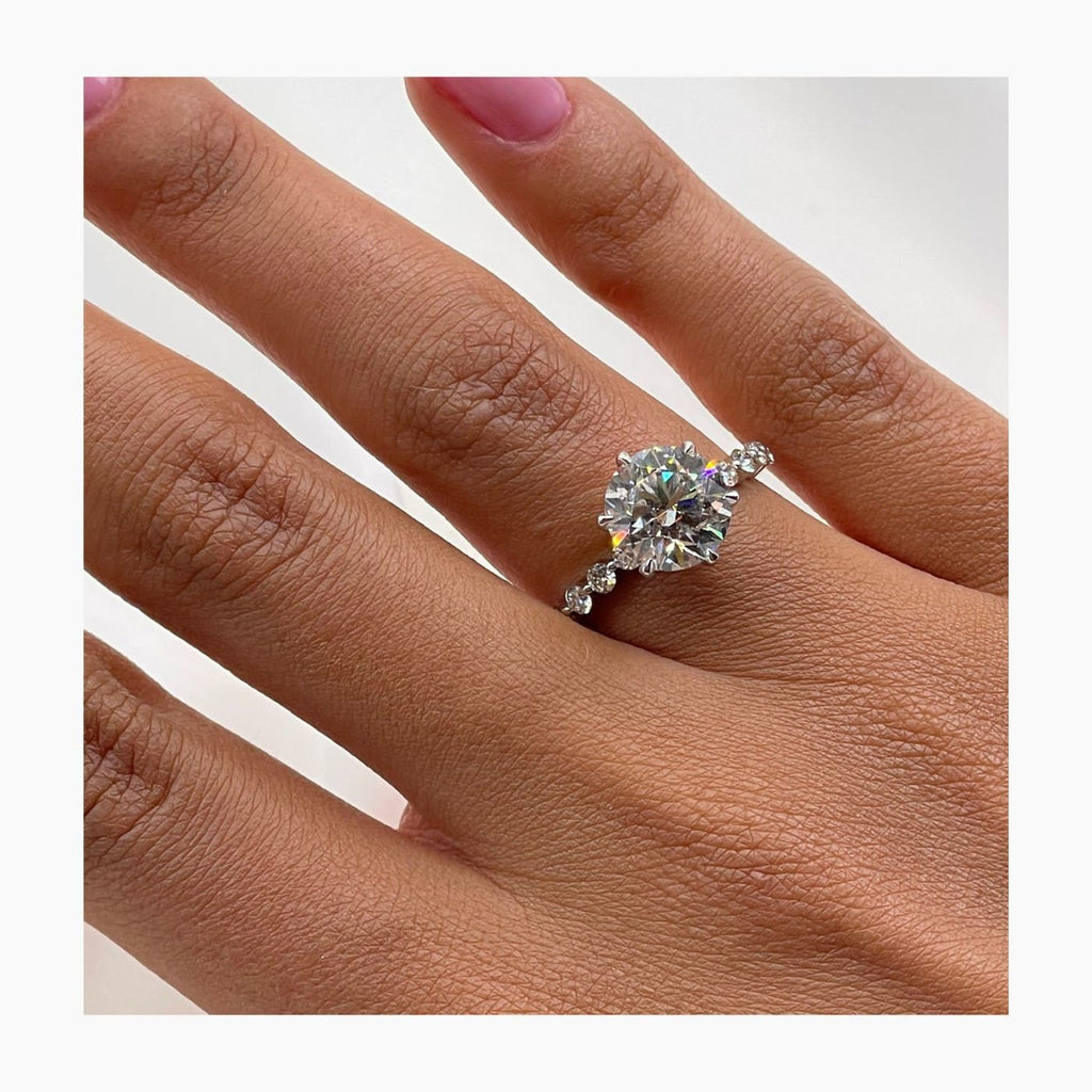 14k Gold 5.60 Caret Round Cut Lab Grown Diamond Engagement Ring 6 Prong Set Ring - JBR Jeweler