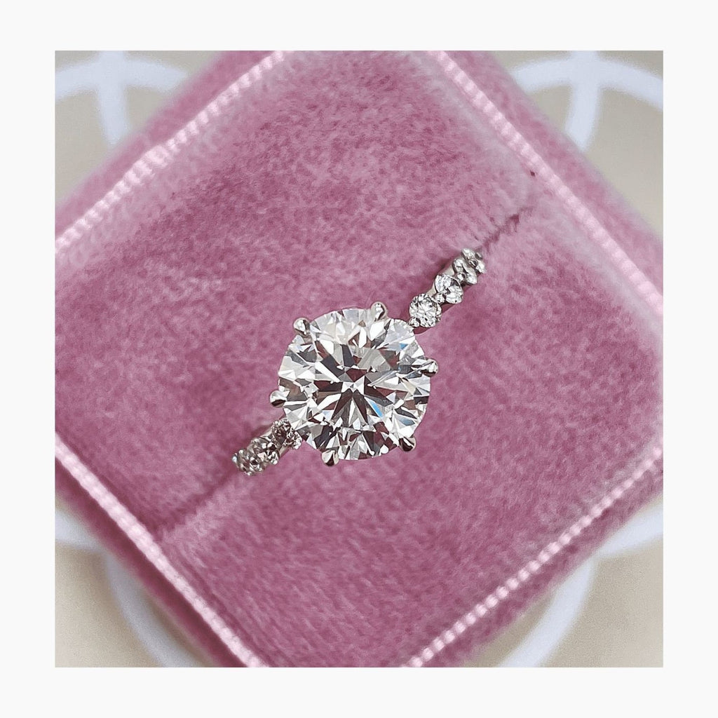 14k Gold 5.60 Caret Round Cut Lab Grown Diamond Engagement Ring 6 Prong Set Ring - JBR Jeweler