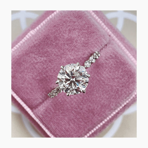 14k Gold 5.60 Caret Round Cut Lab Grown Diamond Engagement Ring 6 Prong Set Ring - JBR Jeweler