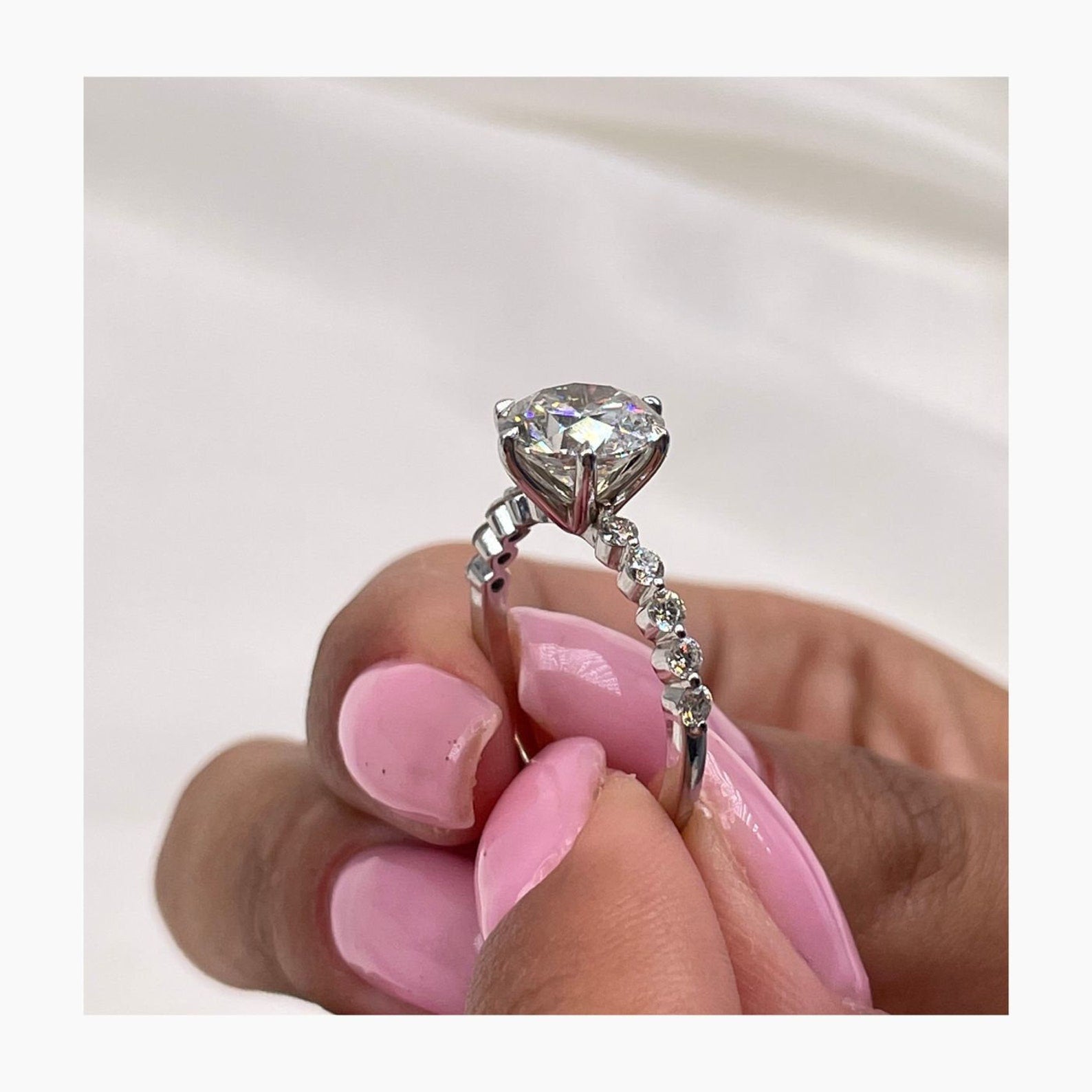 14k Gold 5.60 Caret Round Cut Lab Grown Diamond Engagement Ring 6 Prong Set Ring - JBR Jeweler