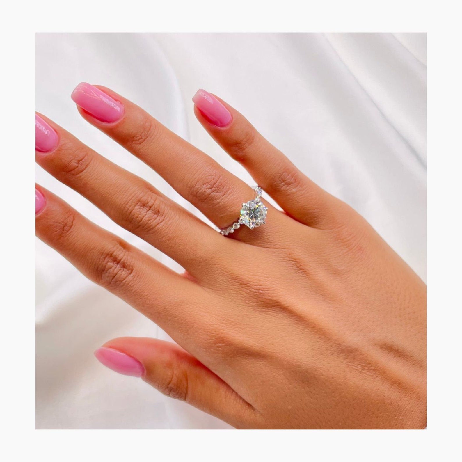 14k Gold 5.60 Caret Round Cut Lab Grown Diamond Engagement Ring 6 Prong Set Ring - JBR Jeweler