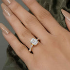 Emerald Moissanite Engagement Ring with Side Stone Baguette - JBR Jeweler