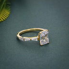 Emerald Moissanite Engagement Ring with Side Stone Baguette - JBR Jeweler