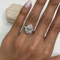 14k Gold Pear Cut 4.30 CT Lab Created Diamond Halo Proposal Engagement Ring, Baguette Band Ring - JBR Jeweler