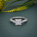 Princess Cut Moissanite Engagement Ring with Side Stone Baguette - JBR Jeweler