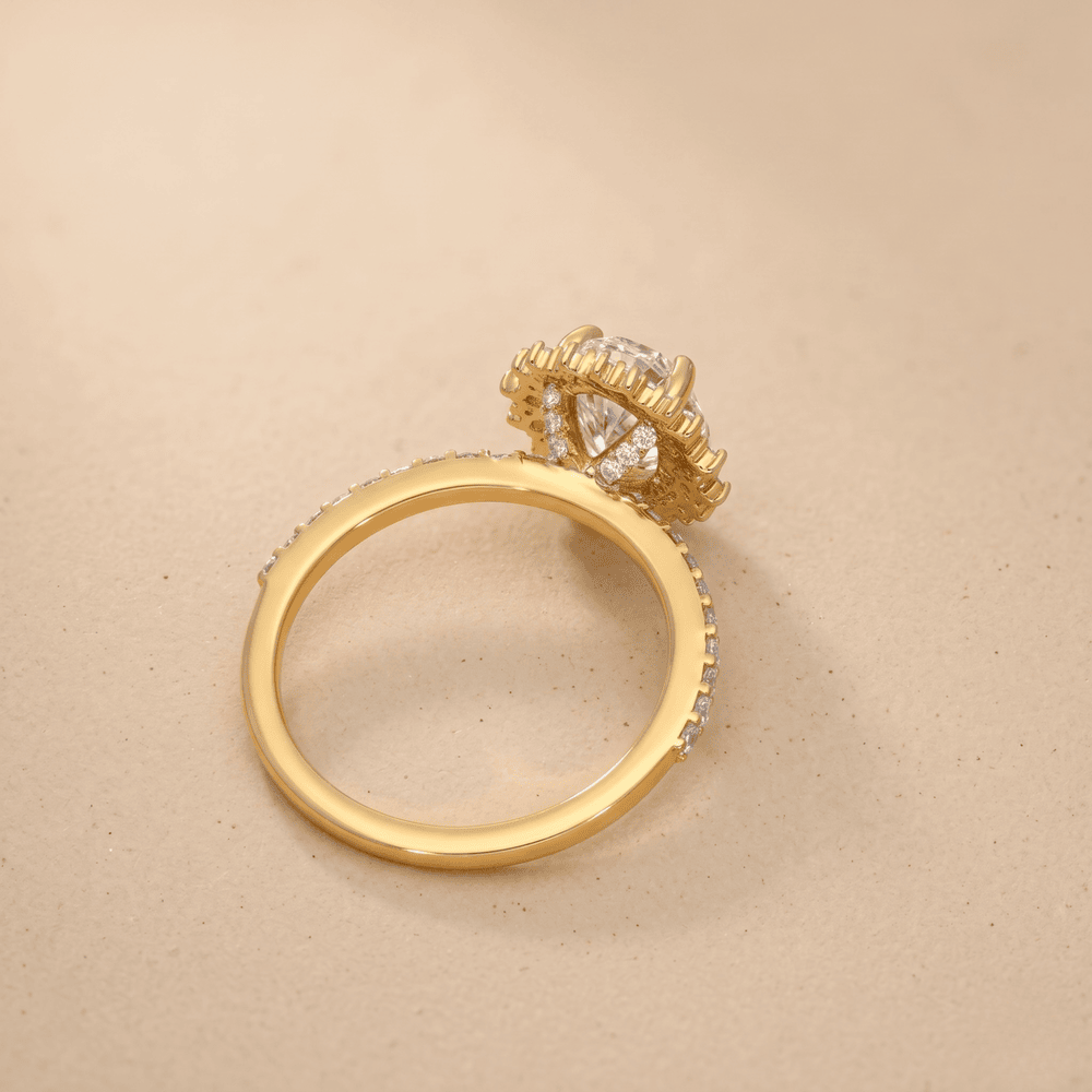 Oval cut lab diamond with halo setting