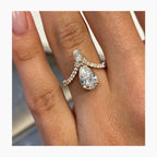 14k Gold UNIQUE 2.71 Carat Lab Diamond Pear Cut Pave Set Engagement Ring - JBR Jeweler