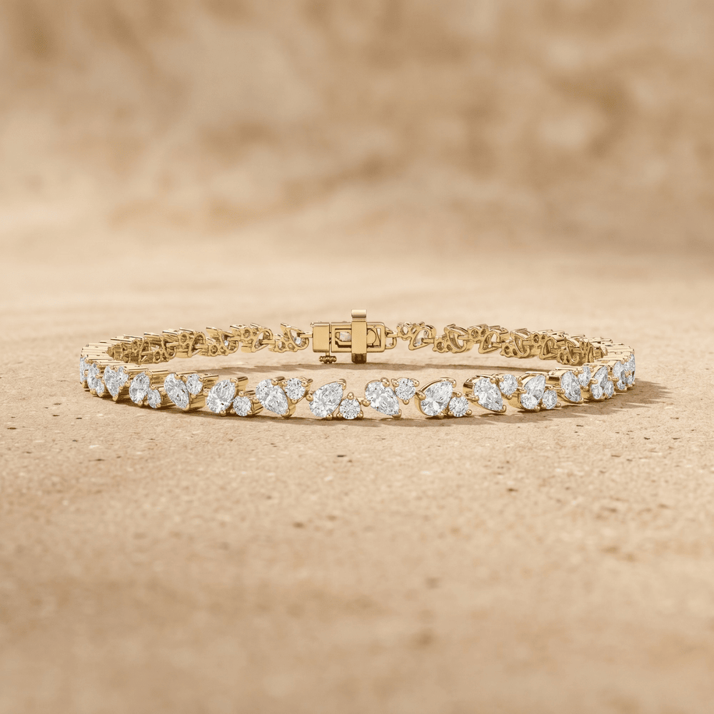 14k Round & Pear Cut Lab Grown Diamond Tennis Bracelet
