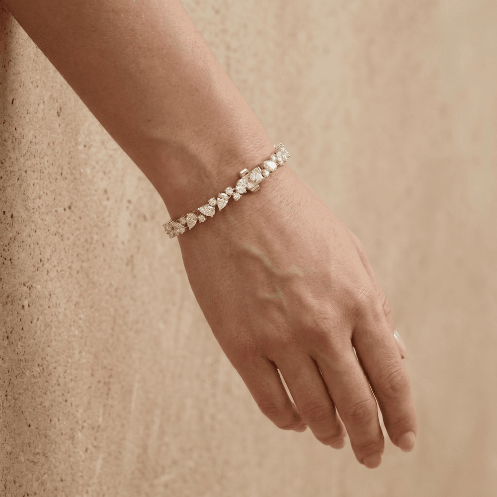 14k Round & Pear Cut Lab Grown Diamond Tennis Bracelet