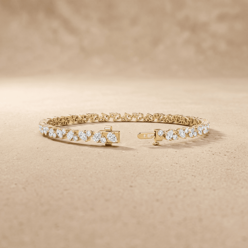 14k Round & Pear Cut Lab Grown Diamond Tennis Bracelet