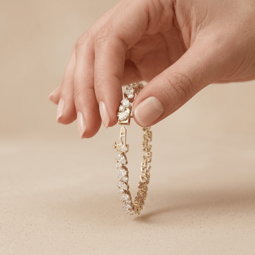 14k Round & Pear Cut Lab Grown Diamond Tennis Bracelet
