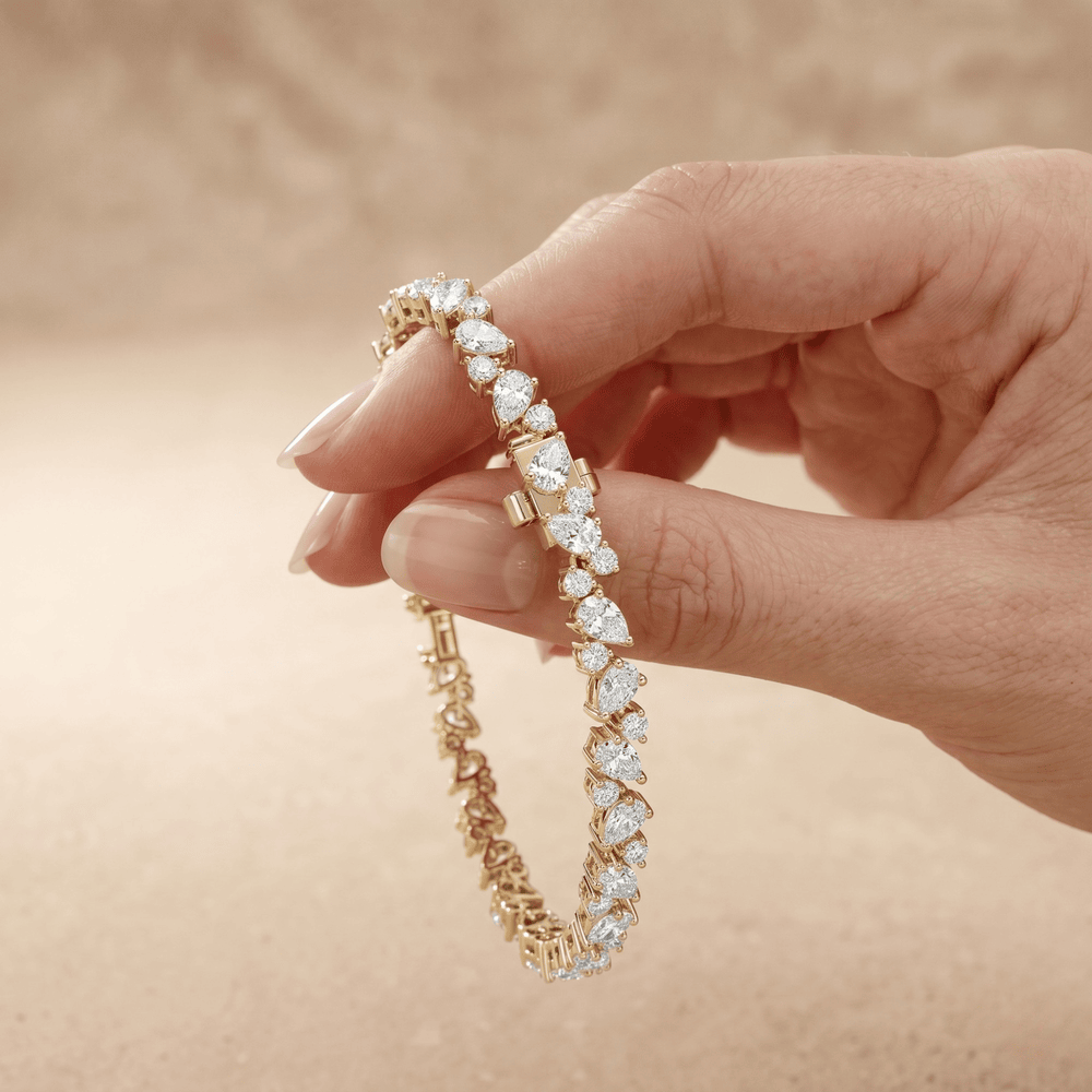 14k Round & Pear Cut Lab Grown Diamond Tennis Bracelet