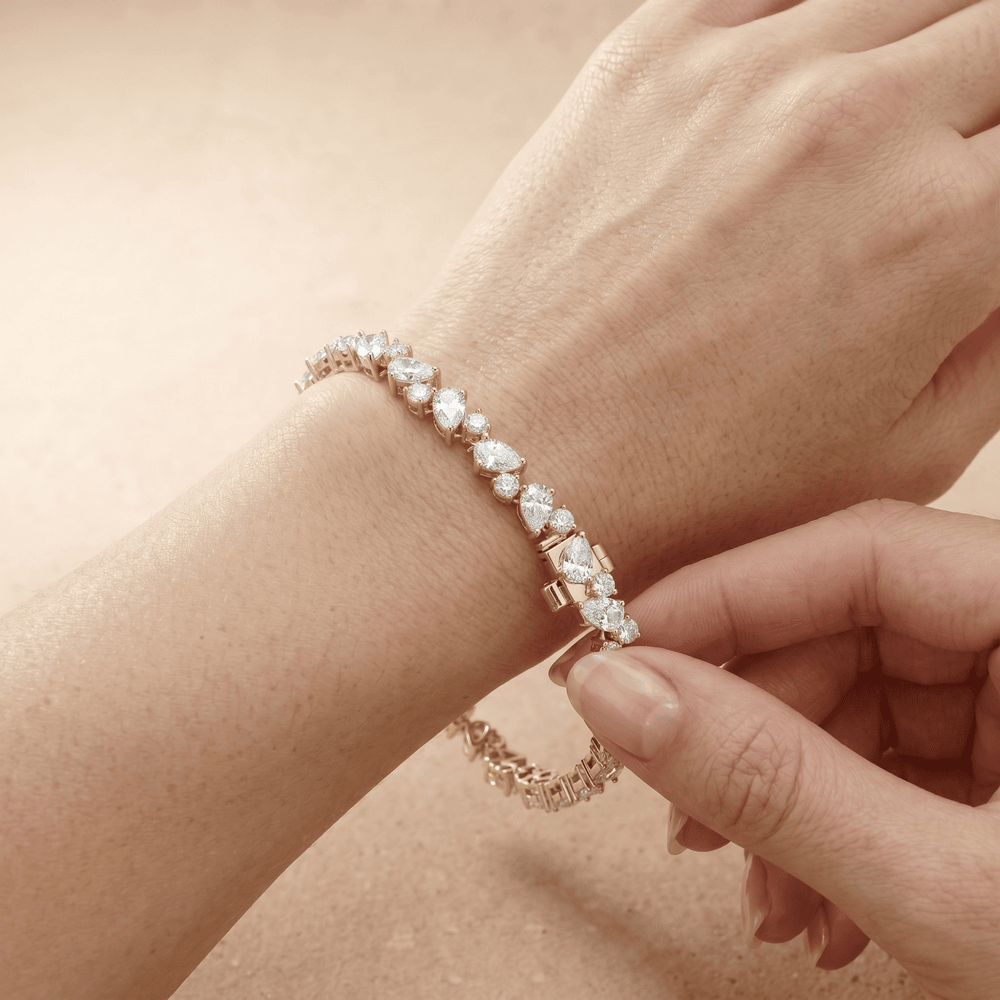 14k Round & Pear Cut Lab Grown Diamond Tennis Bracelet