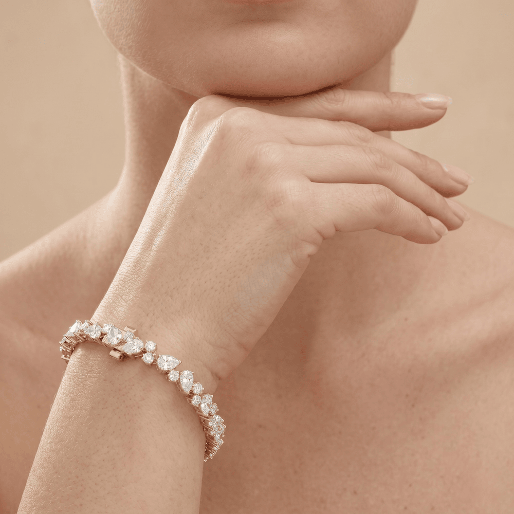 14k Round & Pear Cut Lab Grown Diamond Tennis Bracelet