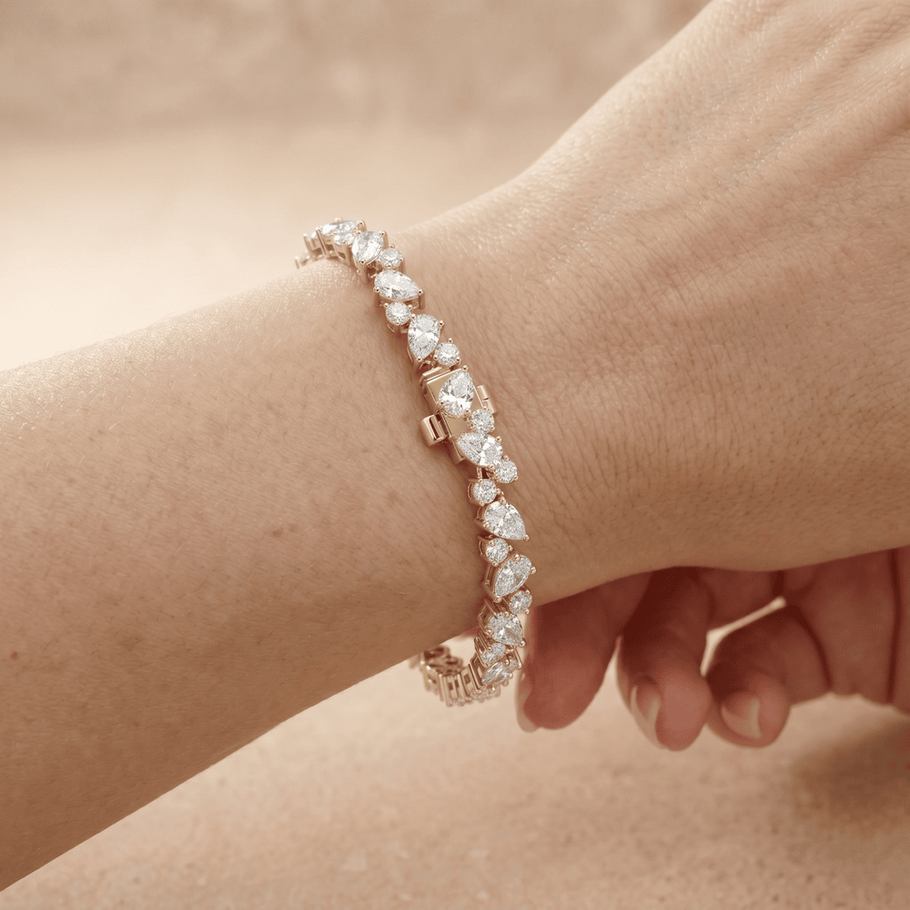 14k Round & Pear Cut Lab Grown Diamond Tennis Bracelet